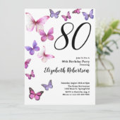 Papillon 80e anniversaire Invitation en rose /pour (Debout devant)