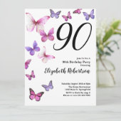 Papillon 90e anniversaire Invitation en rose /pour (Debout devant)