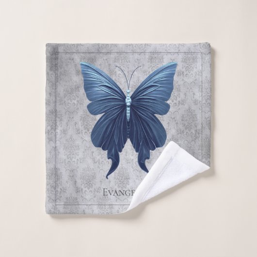 Papillon à bijoux bleu (Gant de toilette)