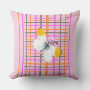 Papillon à bout orange Coussin motif à carreaux