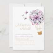 Papillon à bulle d'air chaud floral | Invitation (Devant)