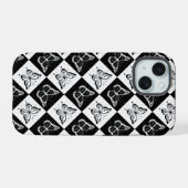 Papillon à carreaux noir et blanc Design  (Verso Horizontal)