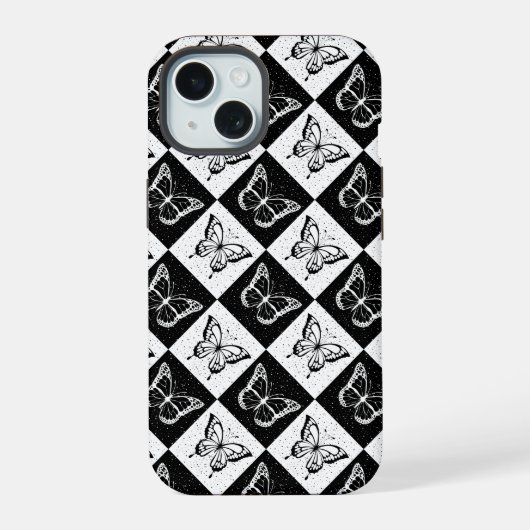 Papillon à carreaux noir et blanc Design  (Verso)