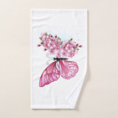 Papillon à fleurs avec Sakura rose (Serviette à main)