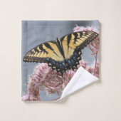 Papillon à queue épaisse de tigre sur fleur rose s (Gant de toilette)