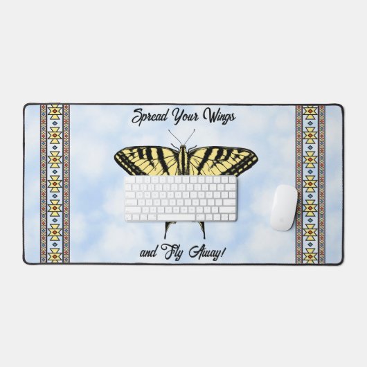 Papillon à queue jaune bleu ciel personnalisé (Clavier et souris)