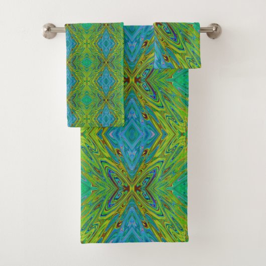 Papillon Abstrait Chartreuse et Bleu Tripant (En situation)
