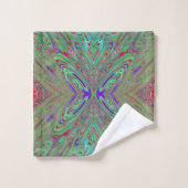 Papillon Abstrait Violet et Vert Rétro Tripant (Gant de toilette)
