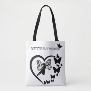 Papillon ailes Coeur Sac fourre-tout Silhouette