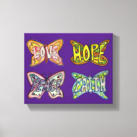 Papillon Ailes Word Art Emballé Peinture en toile