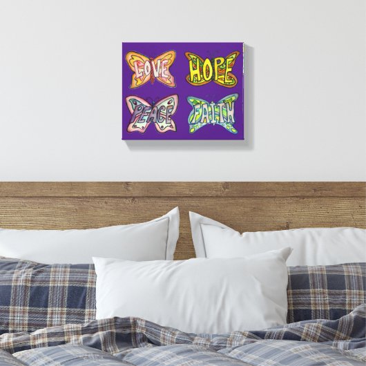 Papillon Ailes Word Art Emballé Peinture en toile (Insitu(Chambre))