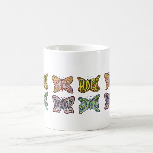 Papillon Ailes Word Art Inspiration Café Mug (Centre)