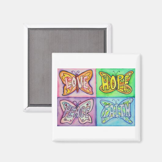 Papillon Ailes Word Art Inspiration Frigo Aimant (Recto/Verso)