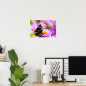Papillon Amiral rouge sur affiche de fleur (Bureau à domicile)