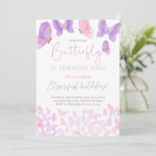 Papillon Anniversaire Fête Invitation Papillons (Debout devant)