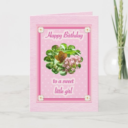 Papillon Anniversaire spécial petite fille carte (Devant)