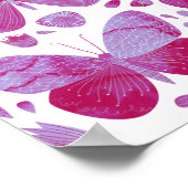 Papillon Aquarelle Affiche Rose Magenta (Coin)