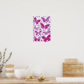 Papillon Aquarelle Affiche Rose Magenta (Cuisine)