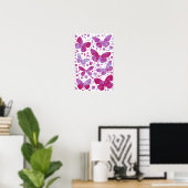Papillon Aquarelle Affiche Rose Magenta (Bureau à domicile)