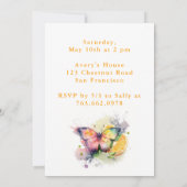 Papillon aquarelle - Carte d'invitation d'annivers (Dos)