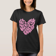 papillon aquarelle coeur rose amour tshirt