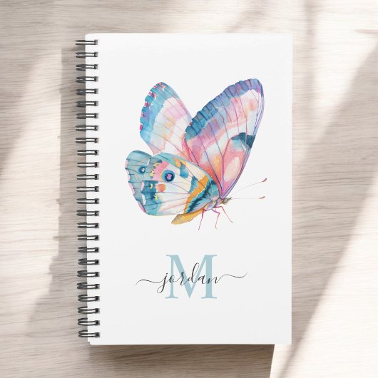 Papillon aquarelle coloré avec monogramme
