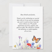 Papillon aquarelle et Carte de remerciements Fleur (Dos)