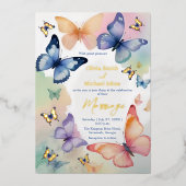 Papillon Aquarelle Papier Or Invitation (Recto)