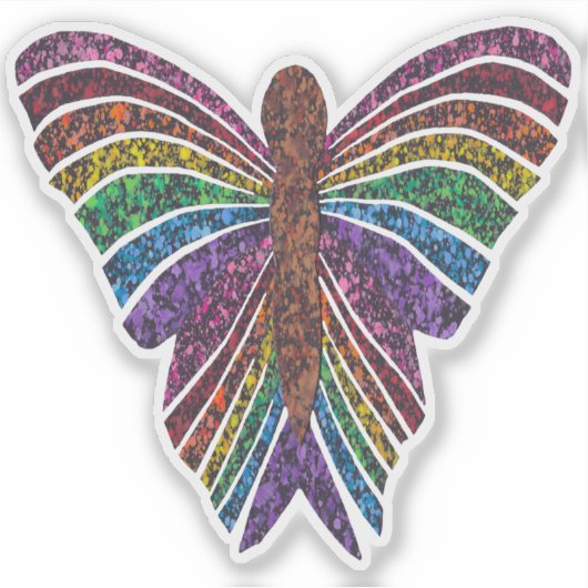 Papillon Arc-en-Ciel - Autocollant (Devant)