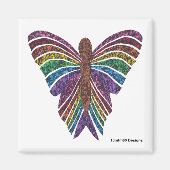 Papillon arc-en-ciel (blanc) - Aimant (Devant)