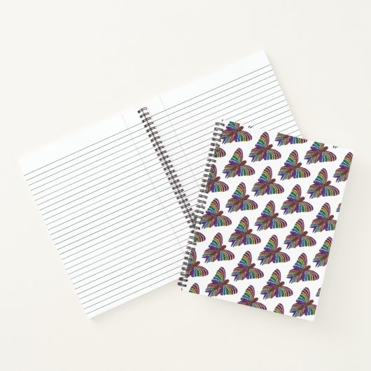 Papillon Arc-en-ciel (blanc) - Cahier (Intérieur)