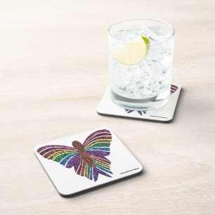 Papillon Arc-en-ciel (blanc) - Dessous de verre en