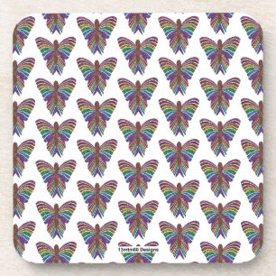 Papillon Arc-en-ciel (blanc) - Dessous de verre en