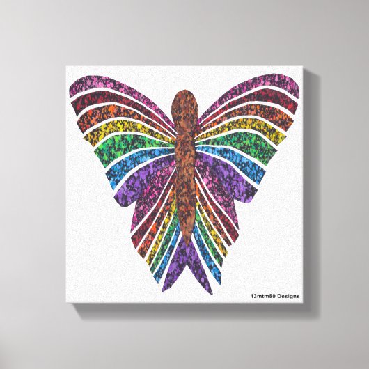 Papillon Arc-en-ciel (blanc) - Impression sur toil (Recto)