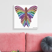 Papillon Arc-en-ciel (blanc) - Impression sur toil (Insitu(Salon))