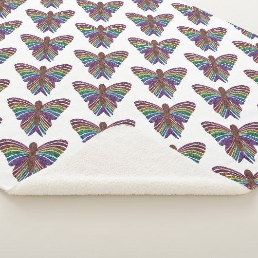 Papillon Arc-en-ciel (blanc) - Plaid Sherpa (3/4)