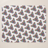 Papillon Arc-en-ciel (blanc) - Plaid Sherpa (Devant (Horizontal))