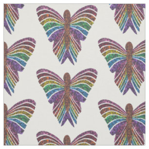 Papillon Arc-en-Ciel (blanc) - Tissu en Coton Peig