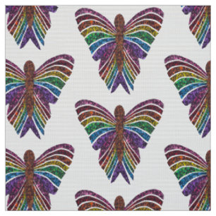 Papillon Arc-en-ciel (blanc) - Tissu Tissé en Poly
