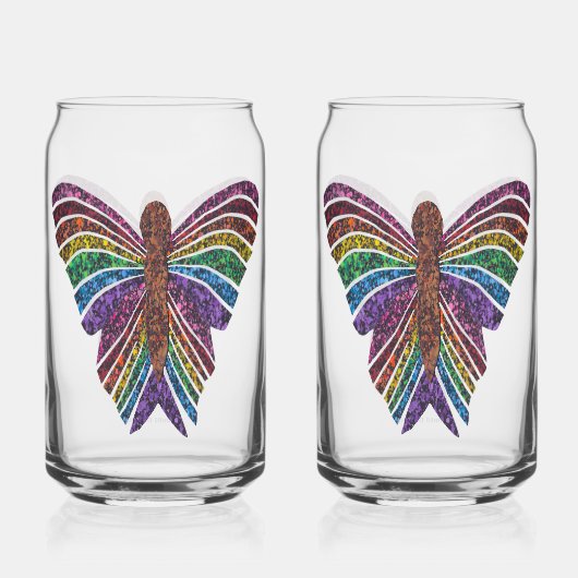 Papillon Arc-en-ciel - Cans en verre (Recto)