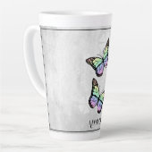 Papillon arc-en-ciel Floral Latte Mug personnalisé (Angle gauche)