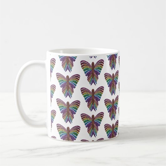 Papillon Arc-en-ciel (motif) - Mug Classique (Gauche)