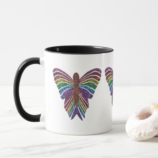 Papillon arc-en-ciel - Mug combo (11oz) (Avec donut)