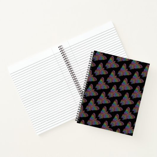 Papillon Arc-en-ciel (noir) - Cahier (Intérieur)