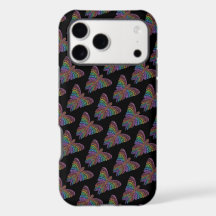 Papillon Arc-en-ciel (noir) - Coque iPhone