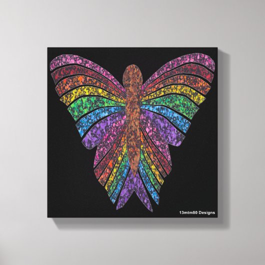 Papillon Arc-en-ciel (noir) - Impression sur toile (Recto)