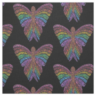 Papillon Arc-en-ciel (noir) - Tissu en coton de Pi