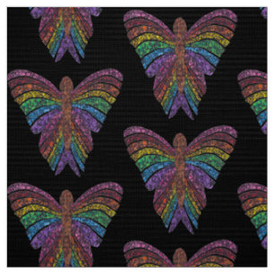 Papillon Arc-en-ciel (noir) - Tissu Popeline de Po