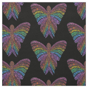 Papillon Arc-en-ciel (noir) - Tissu Sergé de Coton