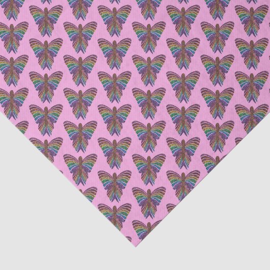Papillon Arc-en-ciel (rose) - Papier de soie (Détail)